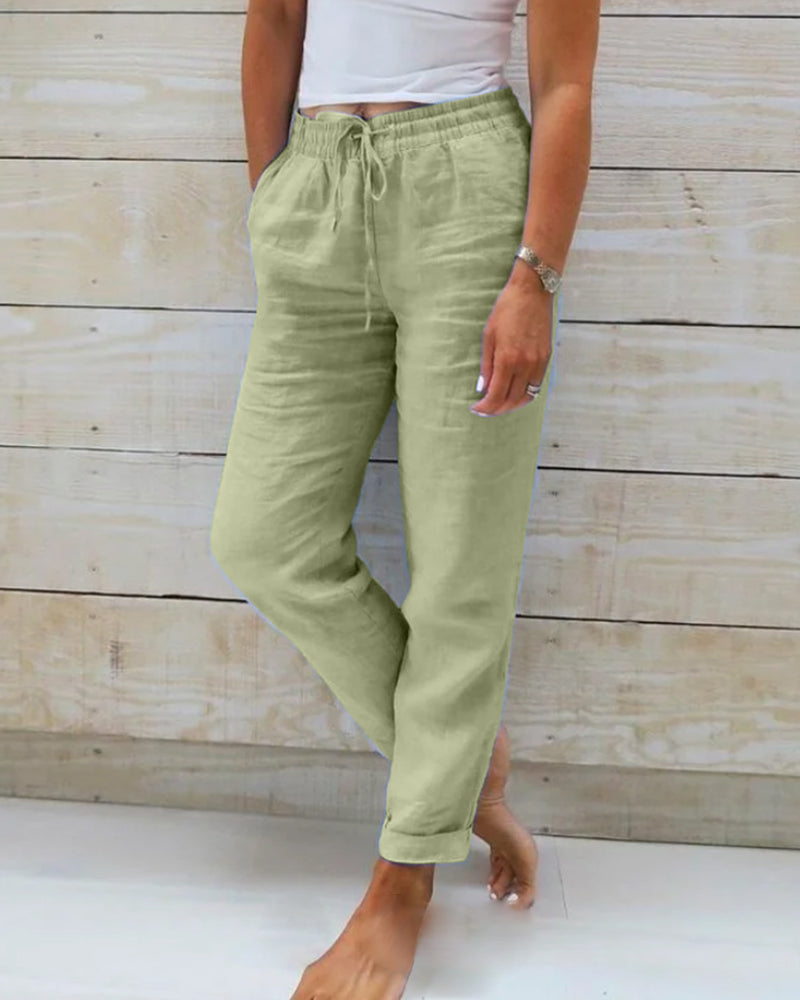 Allison™ | Calças Tailored de Algodão-Linho de Luxo