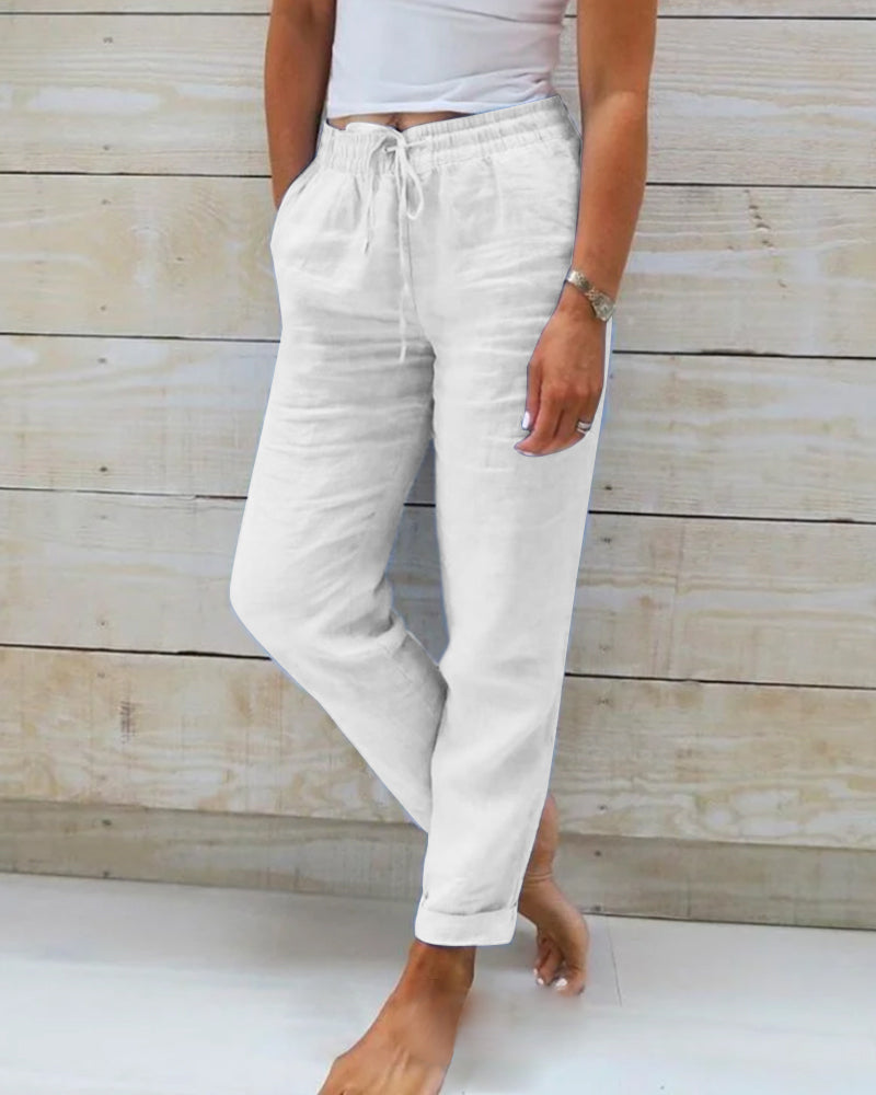 Allison™ | Calças Tailored de Algodão-Linho de Luxo