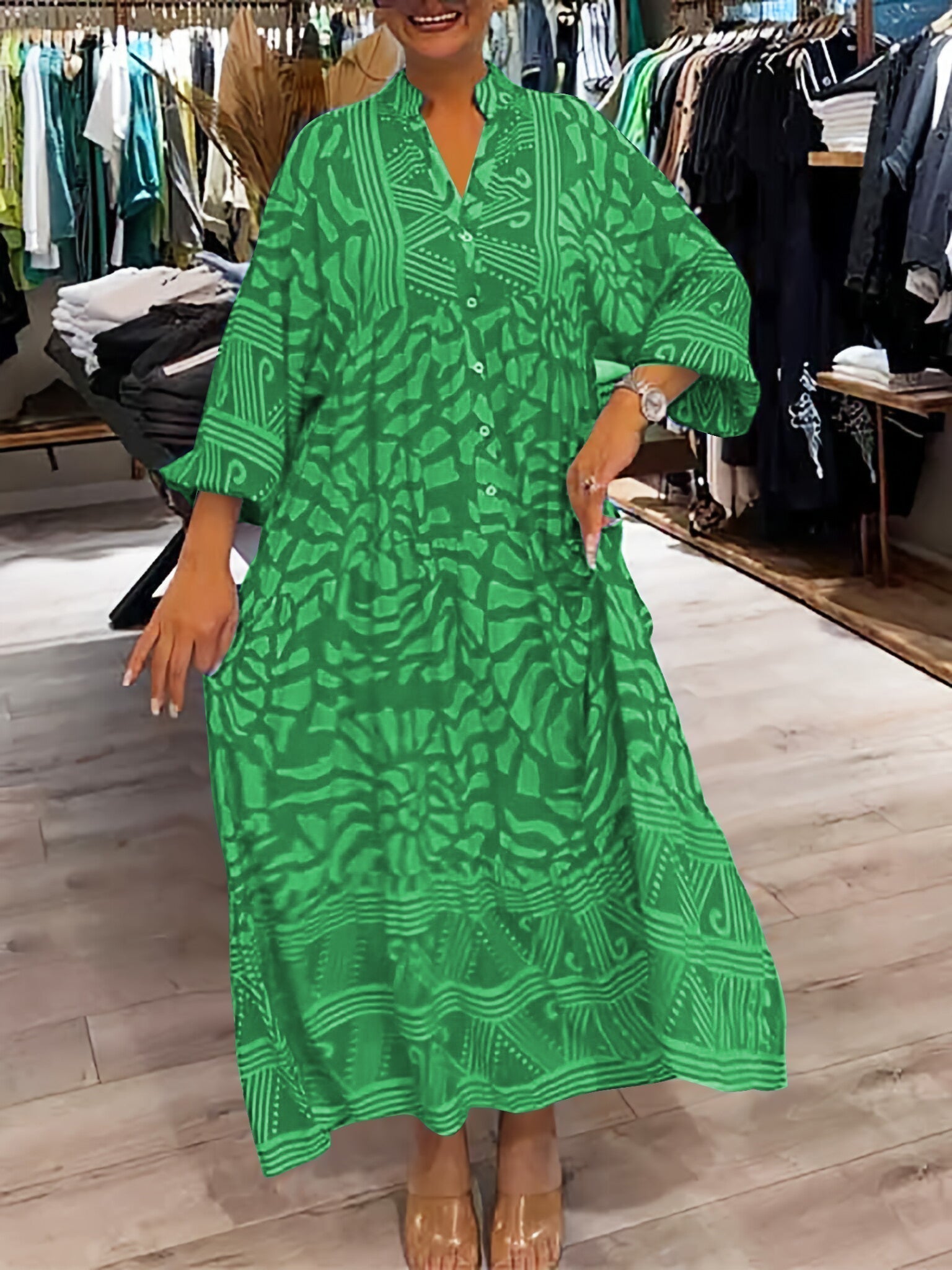 Mira™ | Vestido Impresso com Decote em V Fluido