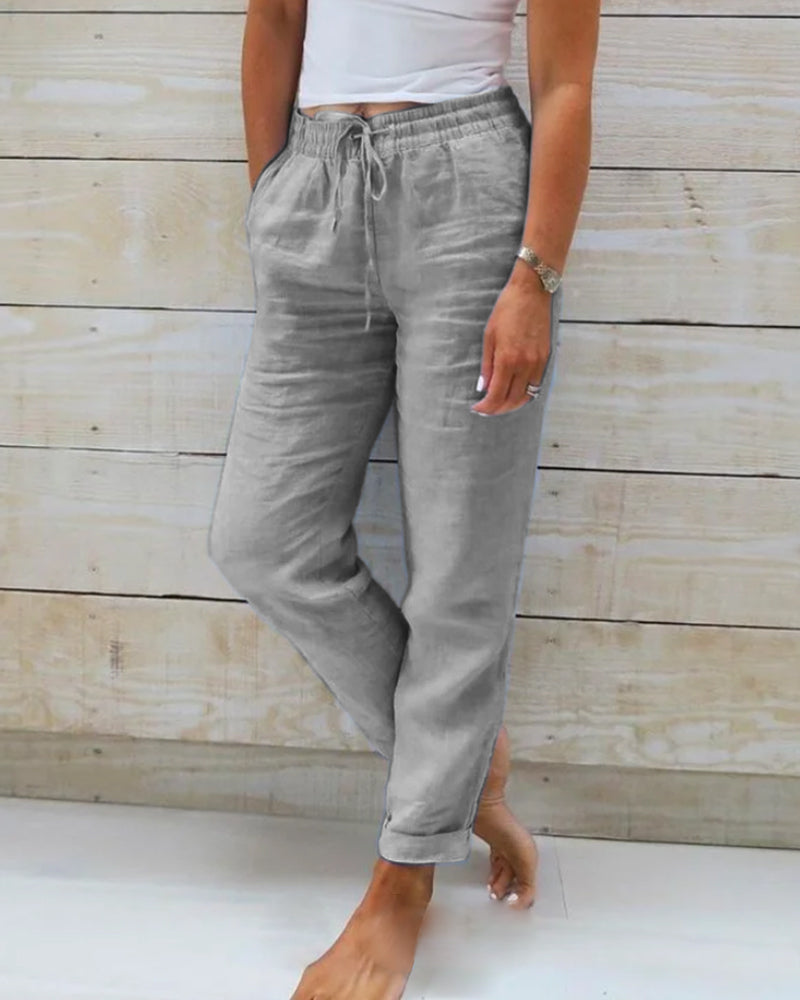 Allison™ | Calças Tailored de Algodão-Linho de Luxo
