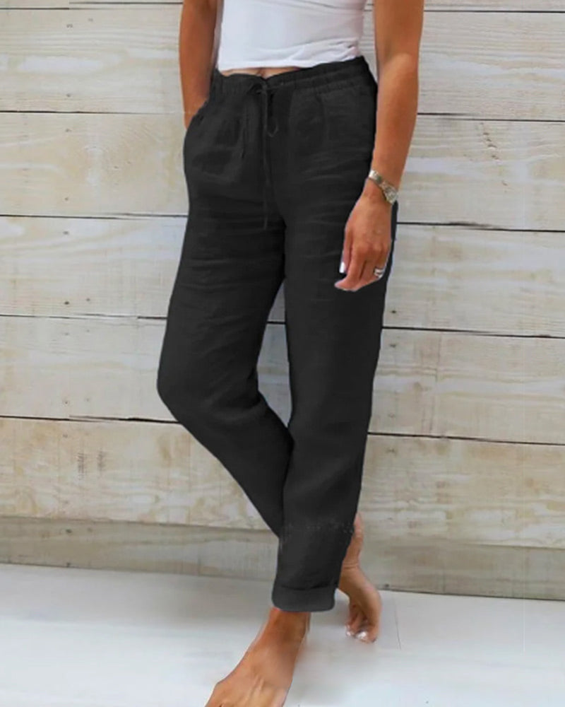 Allison™ | Calças Tailored de Algodão-Linho de Luxo