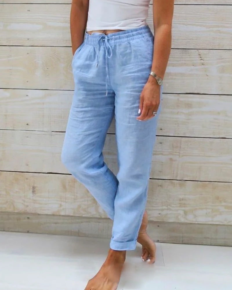 Allison™ | Calças Tailored de Algodão-Linho de Luxo
