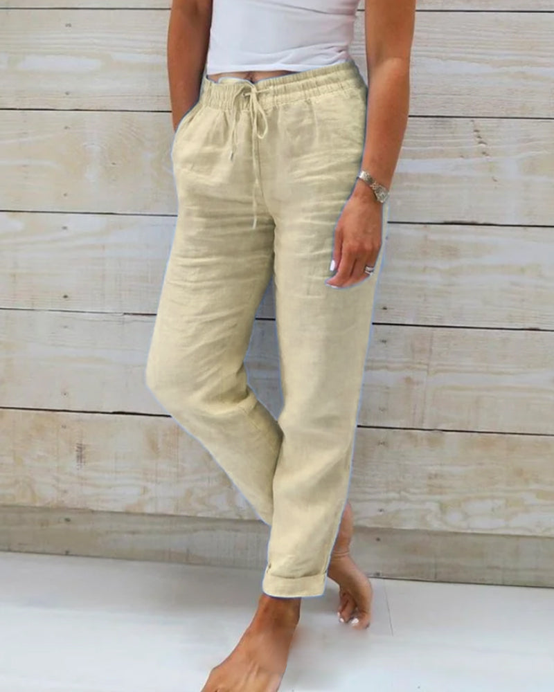 Allison™ | Calças Tailored de Algodão-Linho de Luxo