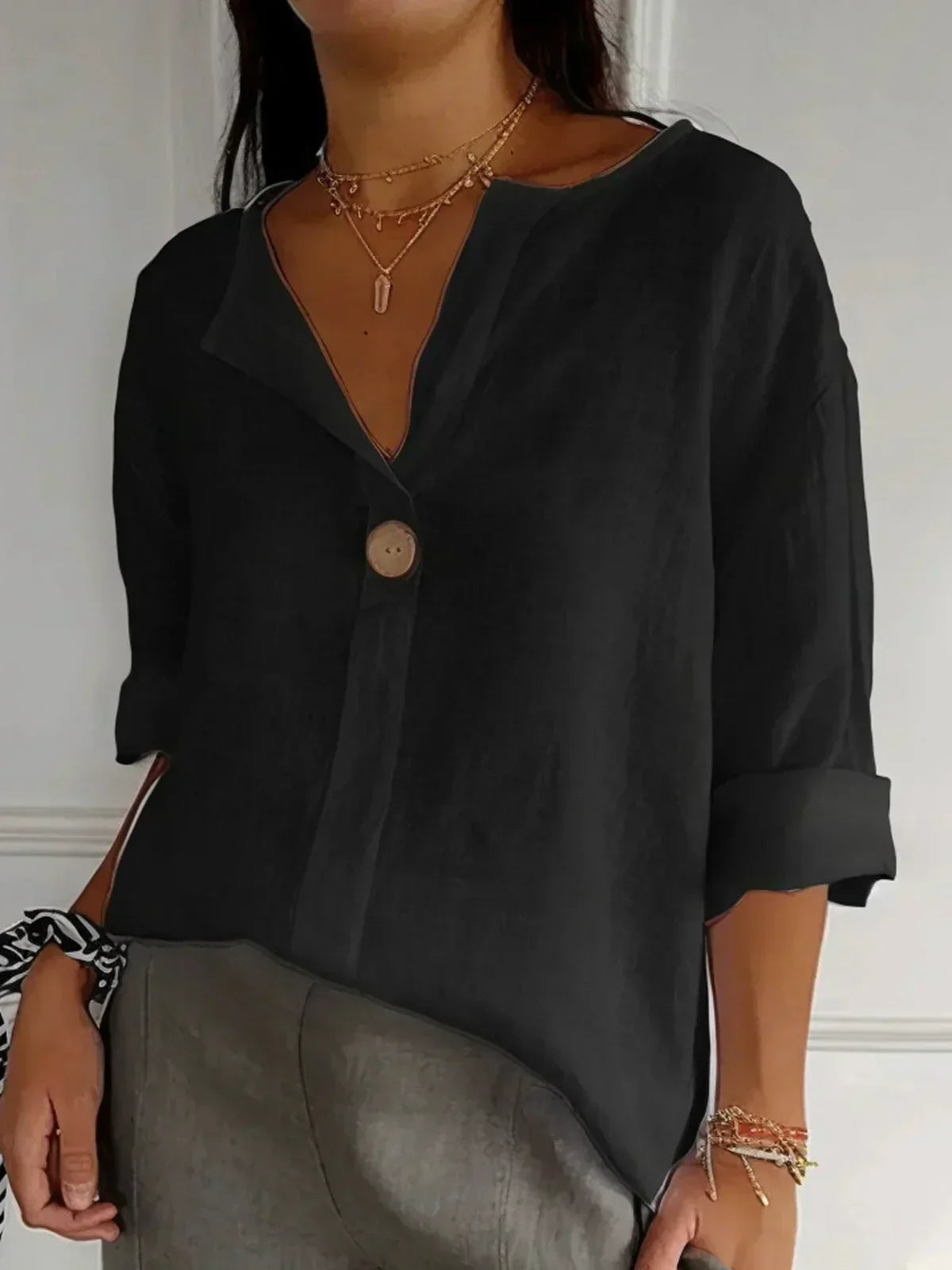 Aria™ | Blusa Casual com Decote em V