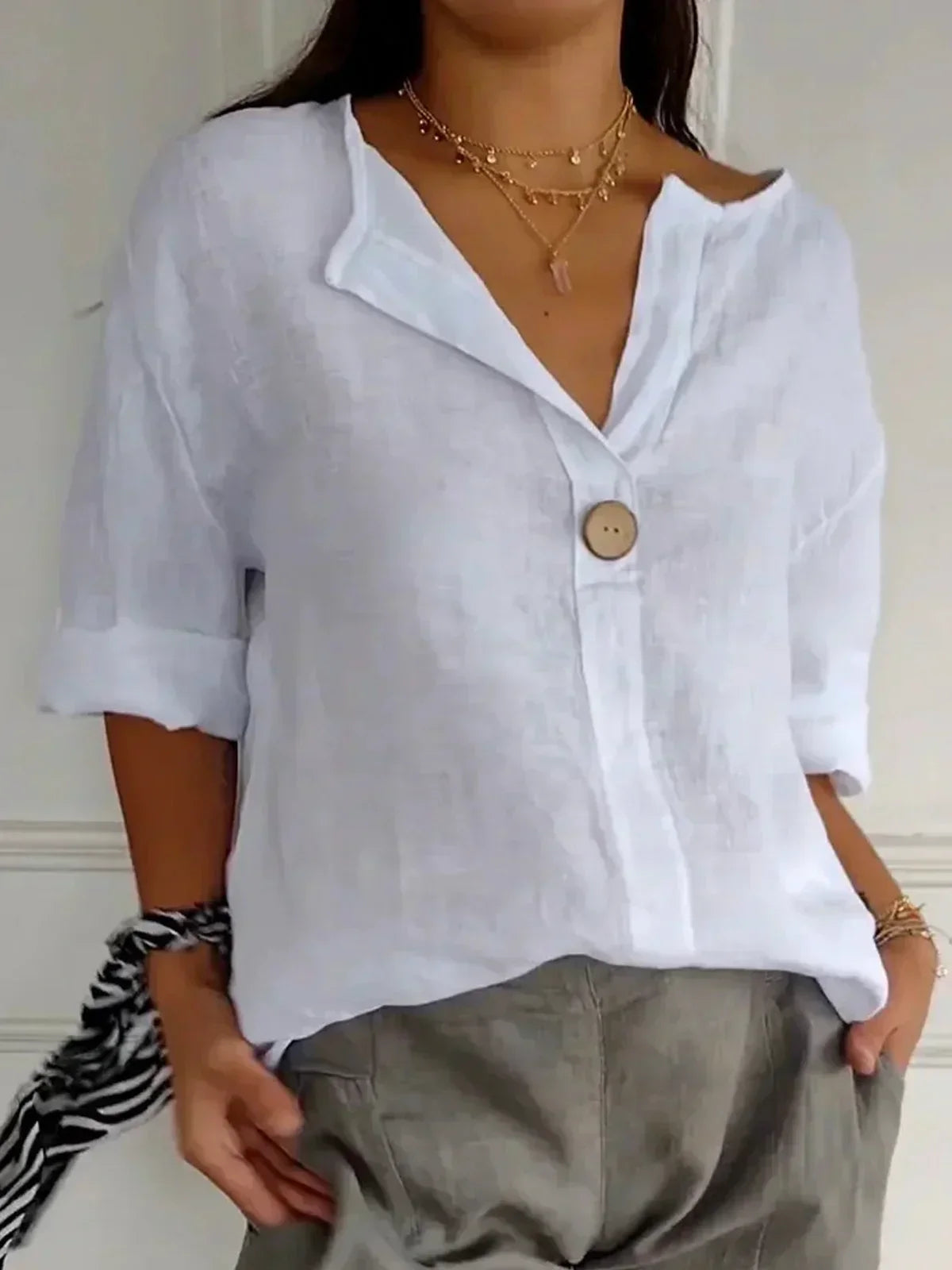 Aria™ | Blusa Casual com Decote em V