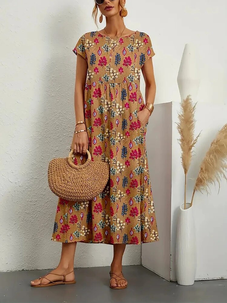 Sashira™ | Vestido Midi Floral Emagrecente (Quase Esgotado)