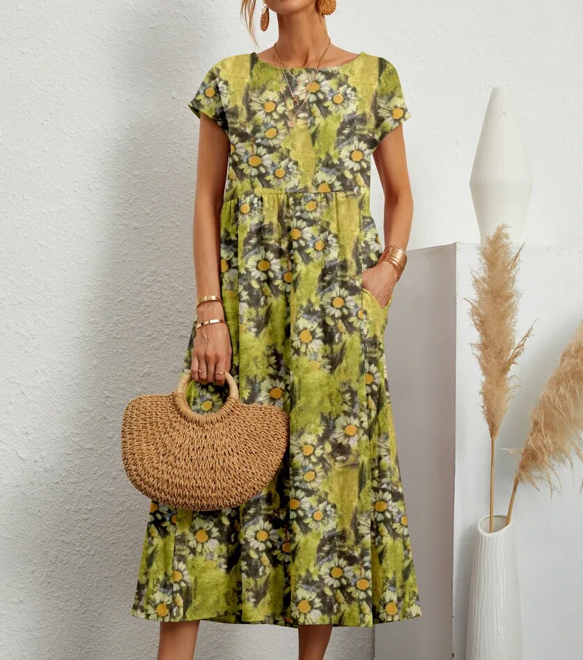 Sashira™ | Vestido Midi Floral Emagrecente (Quase Esgotado)
