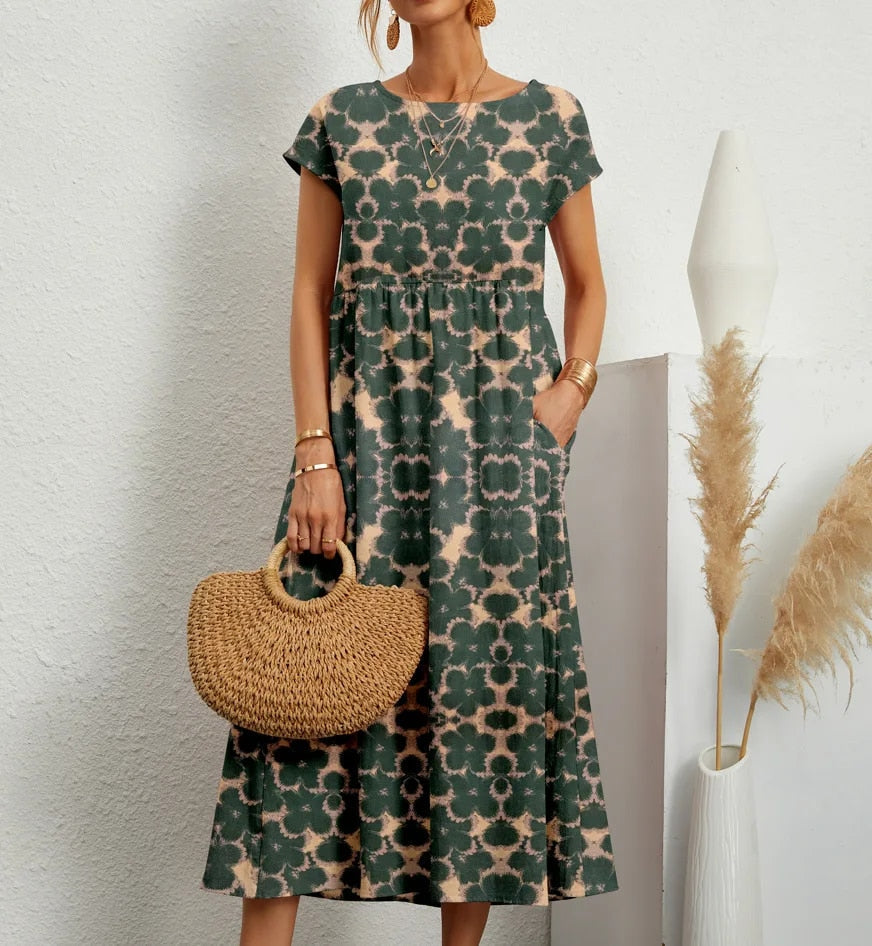 Sashira™ | Vestido Midi Floral Emagrecente (Quase Esgotado)